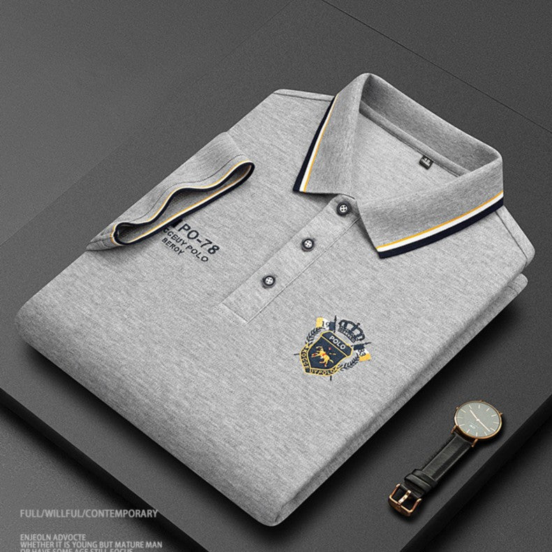 zd96-2025 Fashion casual solid color short-sleeved polo shirt