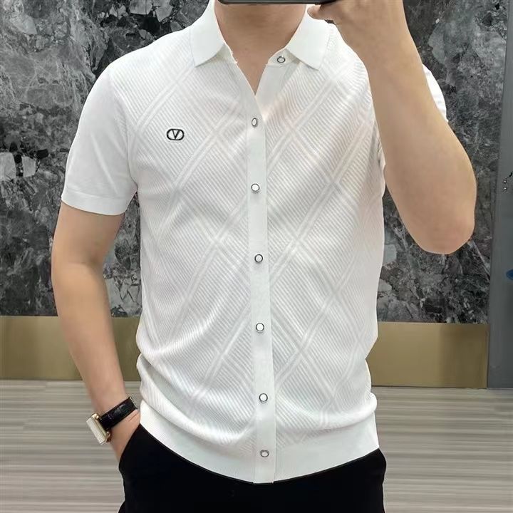 2025 summer light luxury fashion lapel short-sleeved T-shirt