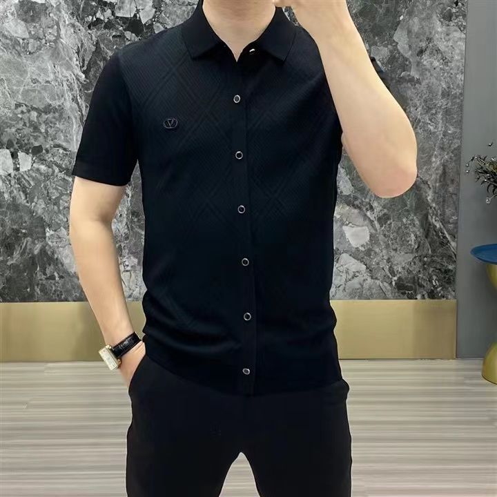 2025 summer light luxury fashion lapel short-sleeved T-shirt