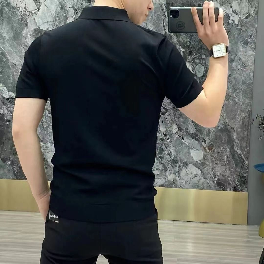 2025 summer light luxury fashion lapel short-sleeved T-shirt