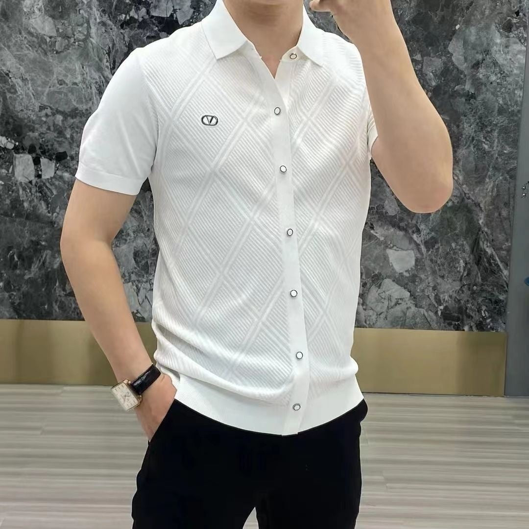 2025 summer light luxury fashion lapel short-sleeved T-shirt