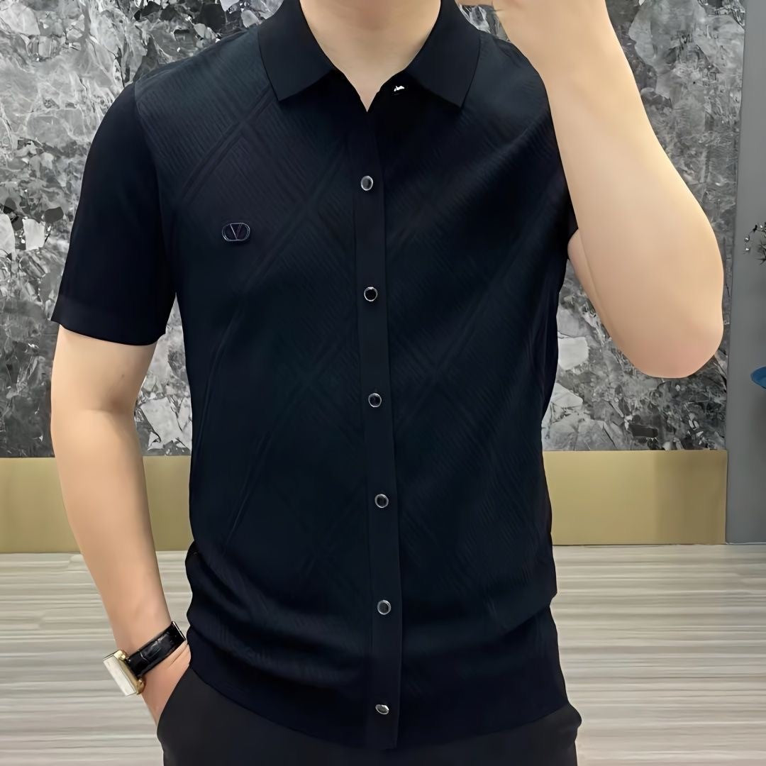 2025 summer light luxury fashion lapel short-sleeved T-shirt
