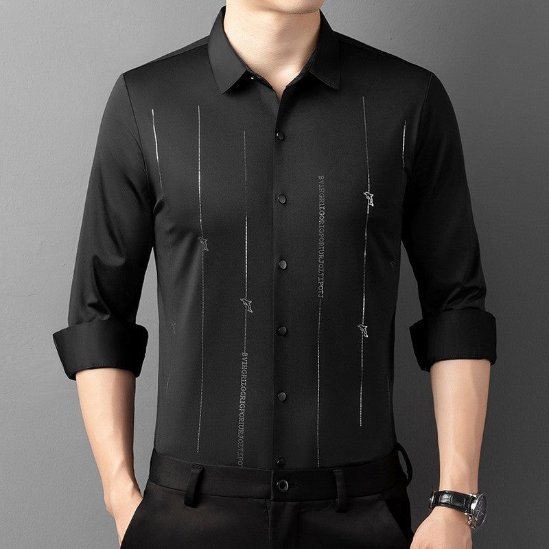 zd151-2025 autumn long-sleeved business casual thin printed shirt(HOT)