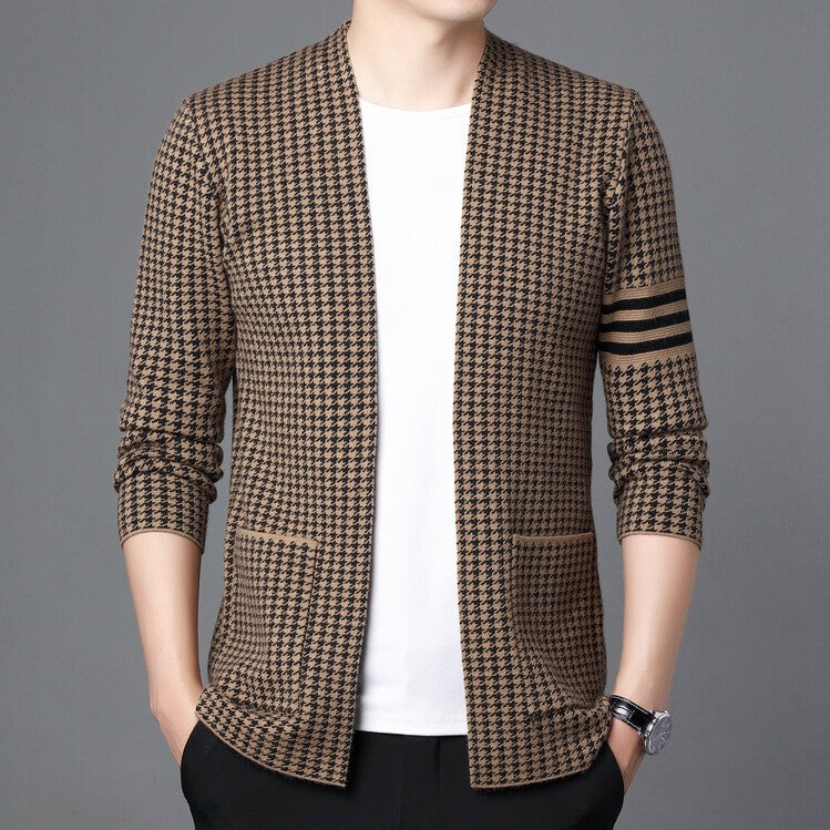 zq239-Men's Korean style casual spring and autumn knitted sweater cardigan jacket