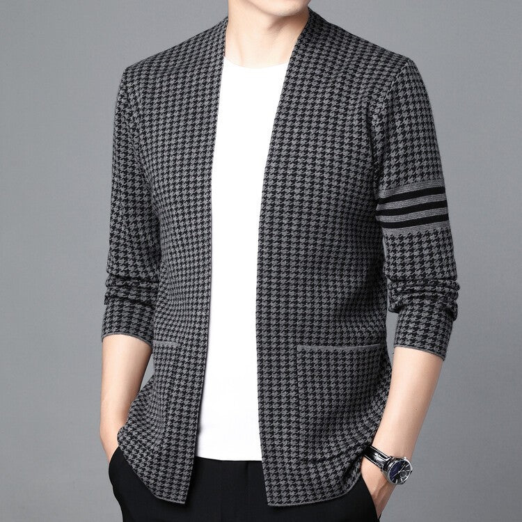 zq239-Men's Korean style casual spring and autumn knitted sweater cardigan jacket