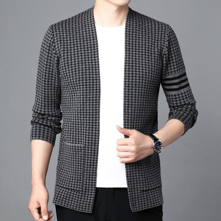 zq239-Men's Korean style casual spring and autumn knitted sweater cardigan jacket
