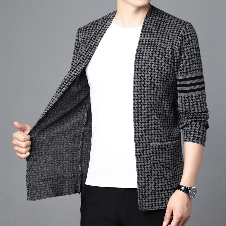 zq239-Men's Korean style casual spring and autumn knitted sweater cardigan jacket