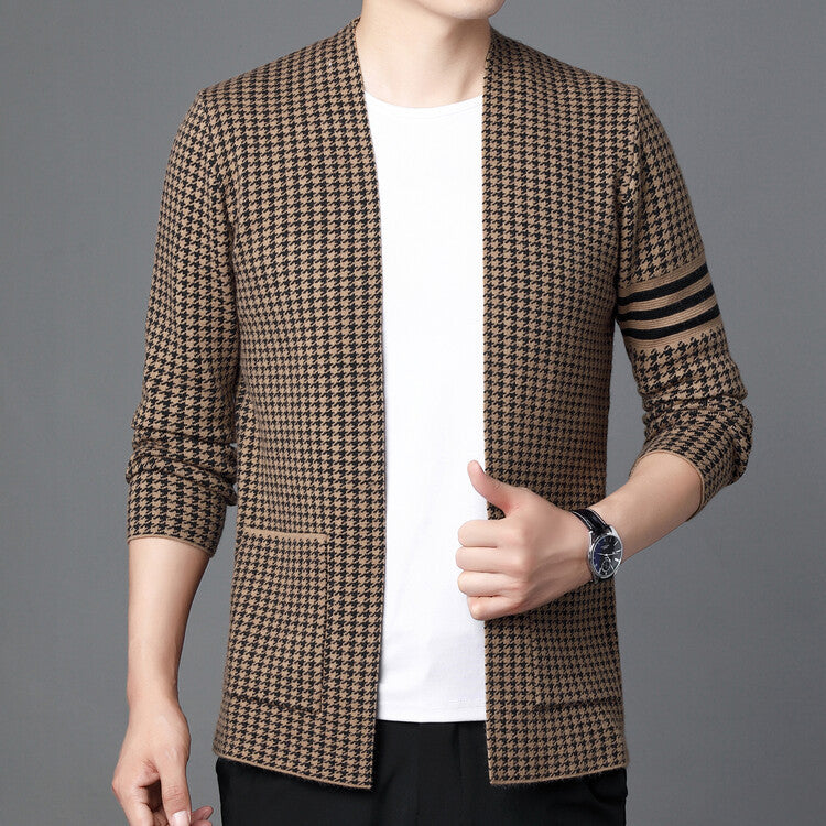 zq239-Men's Korean style casual spring and autumn knitted sweater cardigan jacket