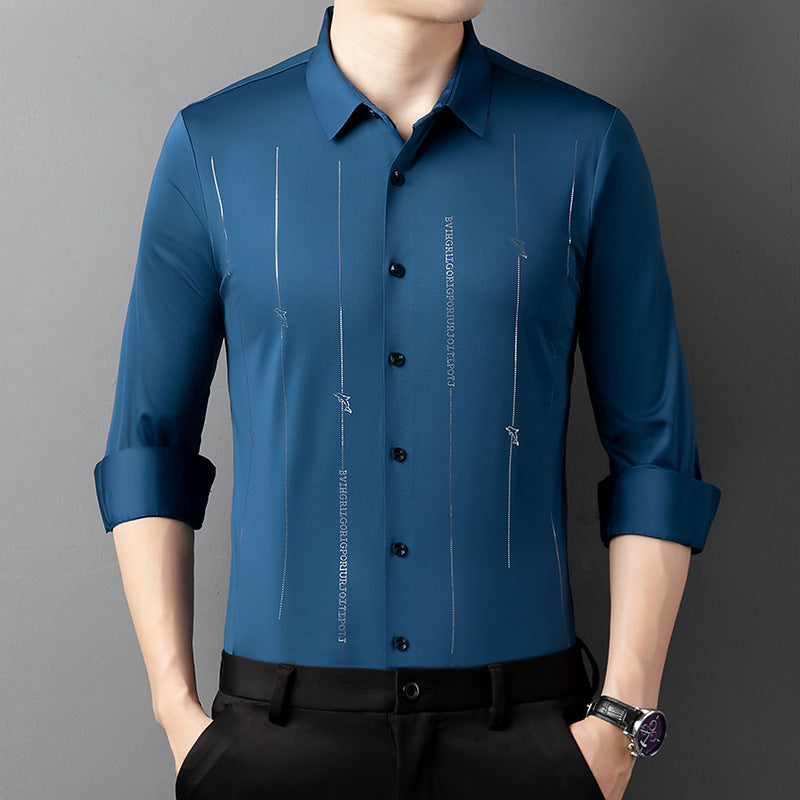 zd151-2025 autumn long-sleeved business casual thin printed shirt(HOT)