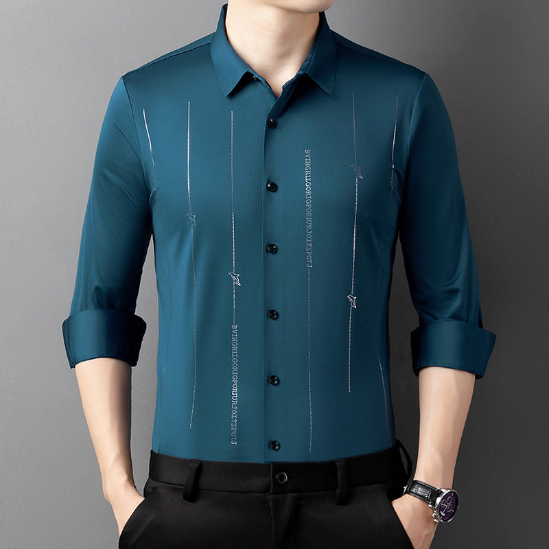 zd151-2025 autumn long-sleeved business casual thin printed shirt(HOT)