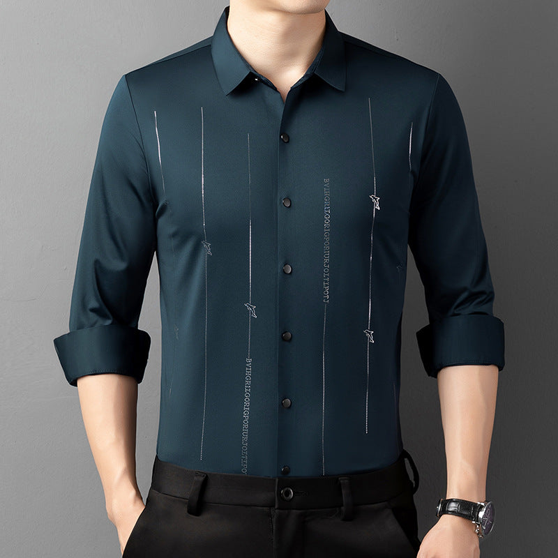 zd151-2025 autumn long-sleeved business casual thin printed shirt(HOT)