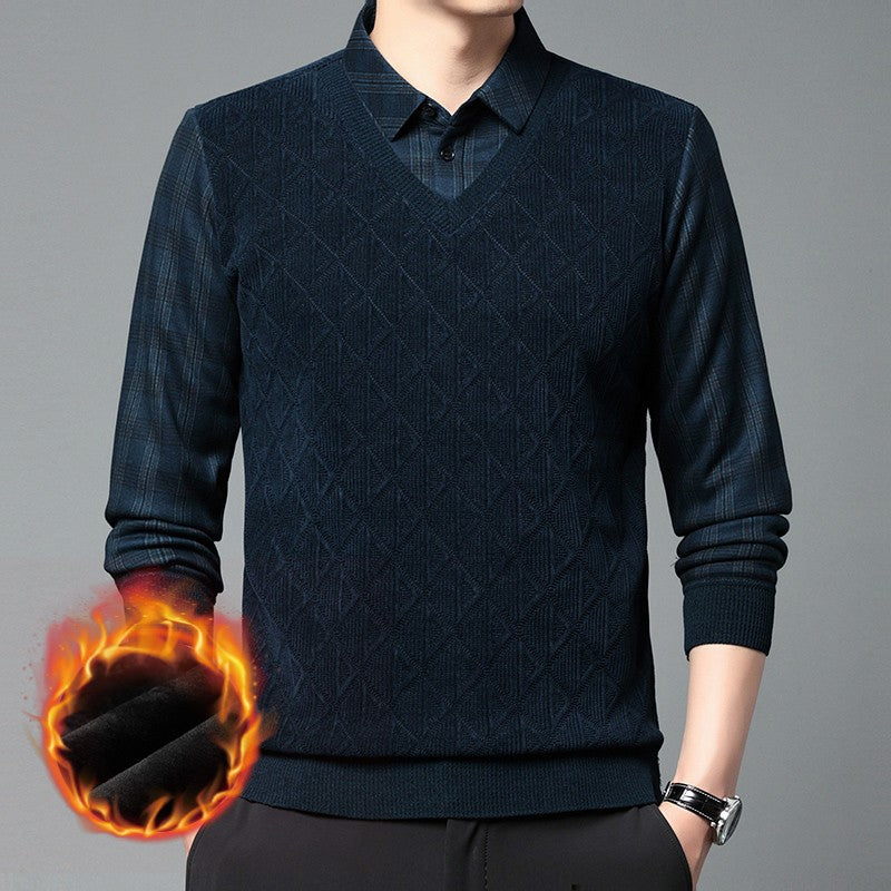 zq236-Men's winter business casual warm knitted bottoming shirt