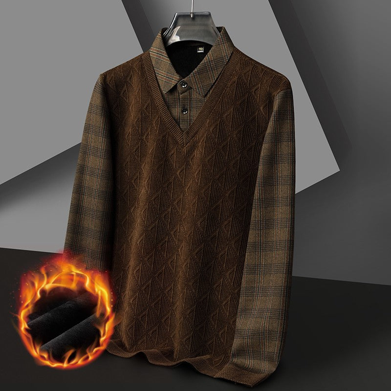 zq236-Men's winter business casual warm knitted bottoming shirt