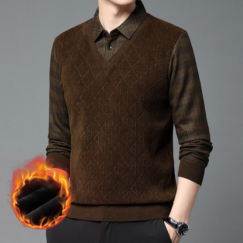 zq236-Men's winter business casual warm knitted bottoming shirt
