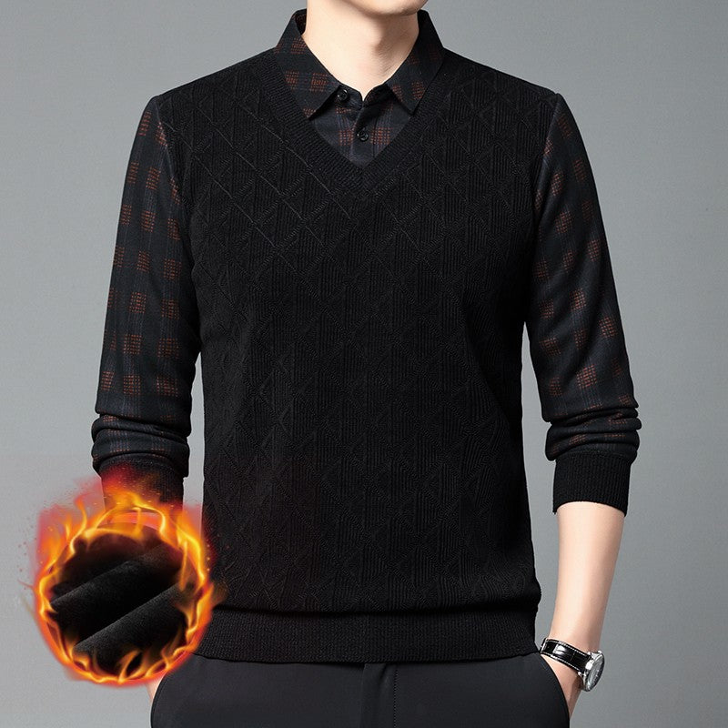zq236-Men's winter business casual warm knitted bottoming shirt