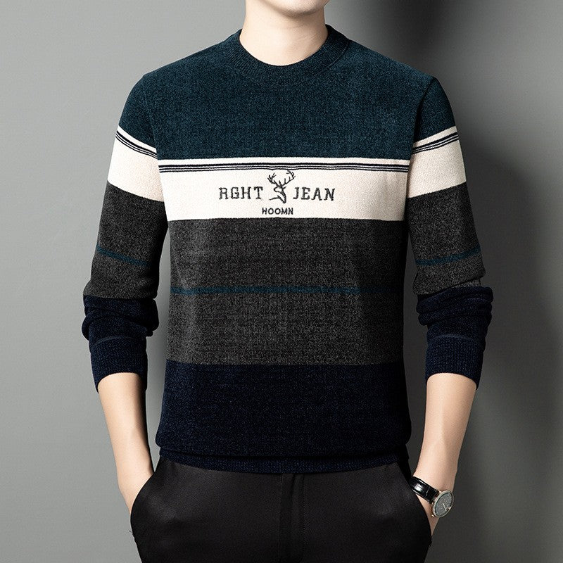 hins78-Men's winter chenille plus fleece warm sweater