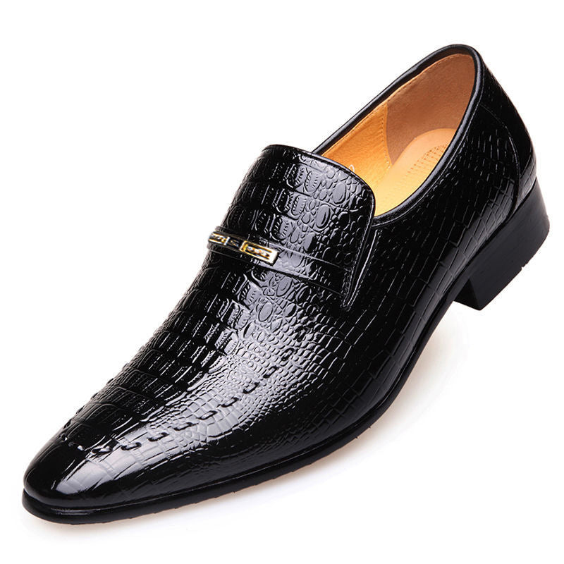 qh88-Imitation crocodile pattern men's leather shoes