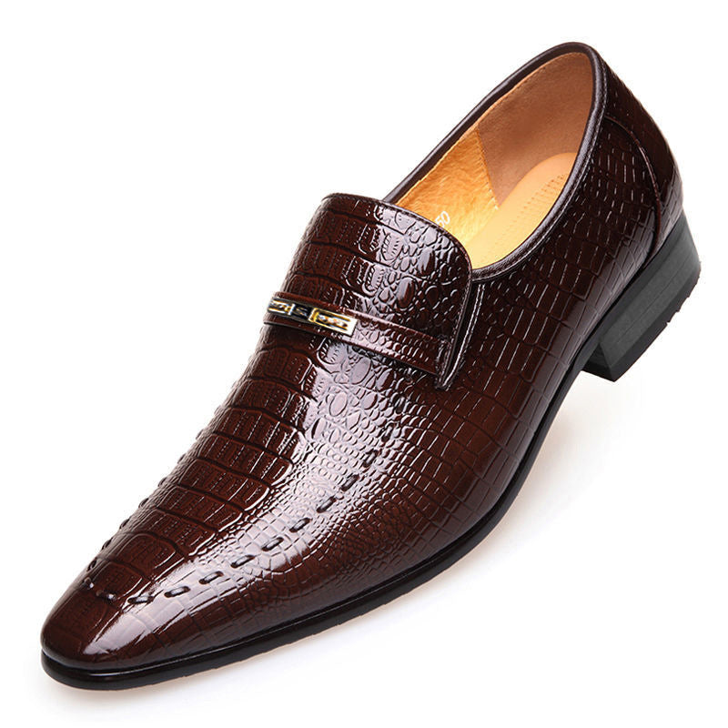 qh88-Imitation crocodile pattern men's leather shoes