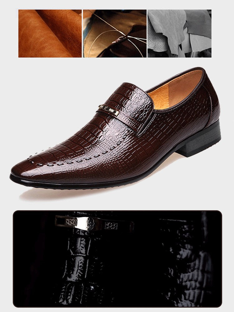 qh88-Imitation crocodile pattern men's leather shoes