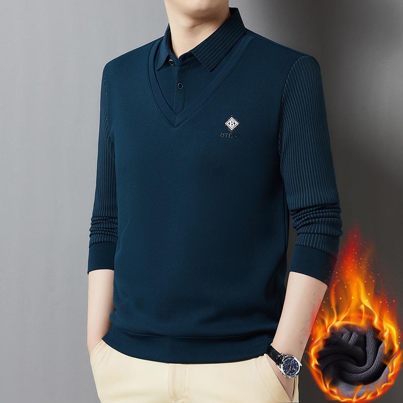 Business sports casual velvet thickened men's T-shirt