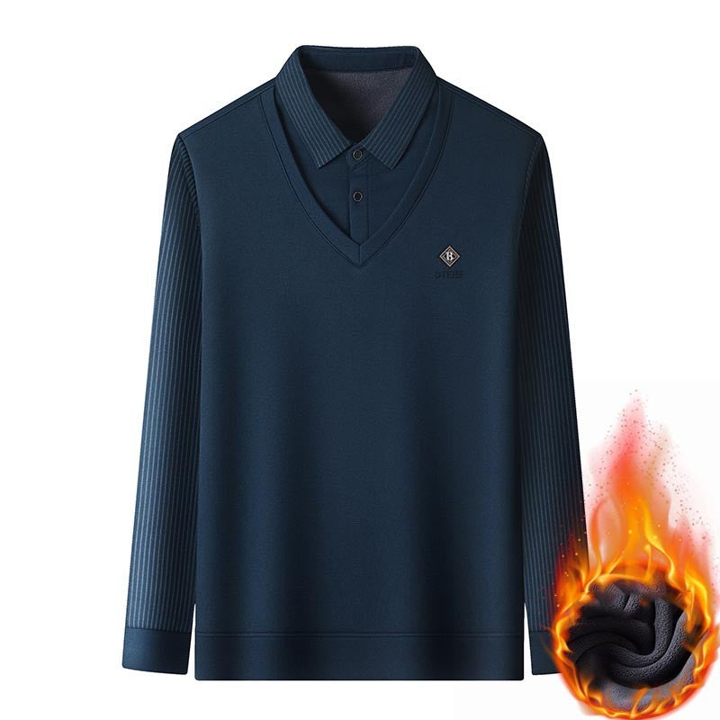Business sports casual velvet thickened men's T-shirt