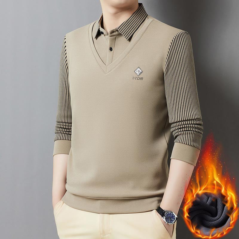 Business sports casual velvet thickened men's T-shirt