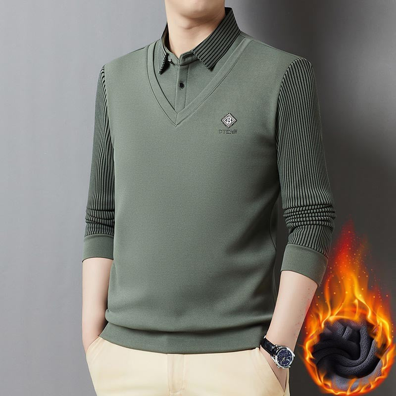 Business sports casual velvet thickened men's T-shirt