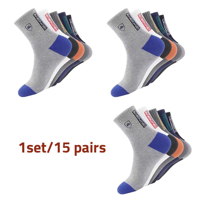 Men's sweat-absorbent breathable mid-calf socks