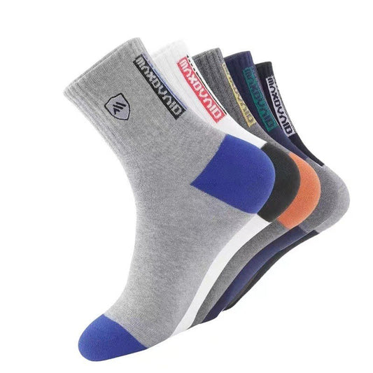 Men's sweat-absorbent breathable mid-calf socks