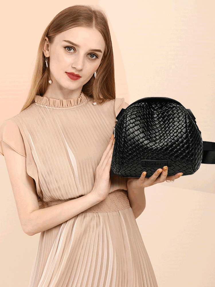 ae411-Versatile light luxury women's one-shoulder diagonal casual simple black small bag shell bag