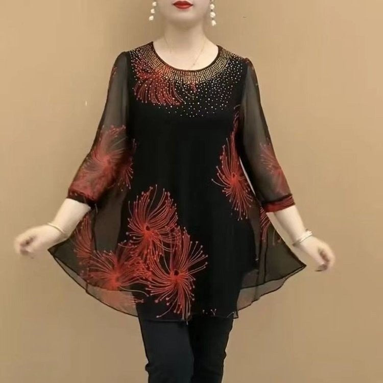 zp358-Fashionable mesh women's tops