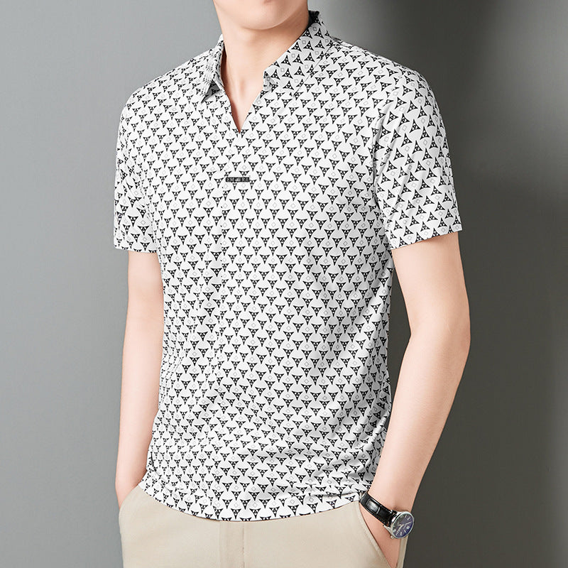 Men's Ice Silk Light Luxury Lapel POLO Shirt
