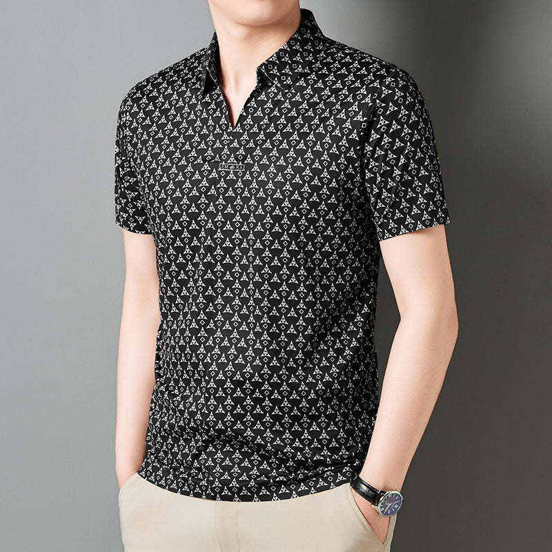 Men's Ice Silk Light Luxury Lapel POLO Shirt