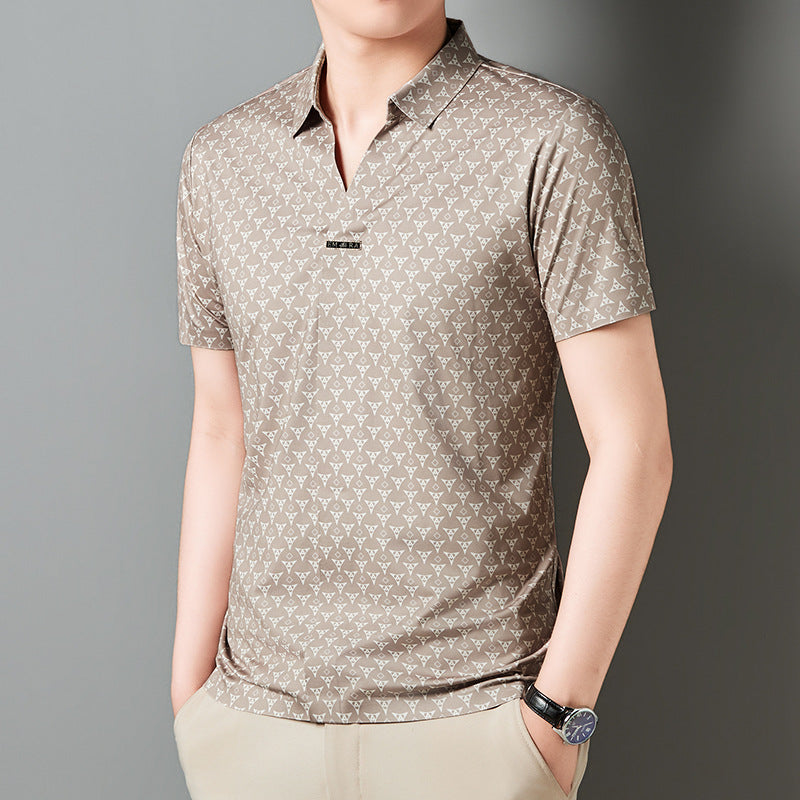 Men's Ice Silk Light Luxury Lapel POLO Shirt