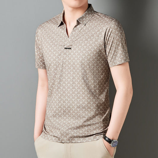 Men's Ice Silk Light Luxury Lapel POLO Shirt(you54)