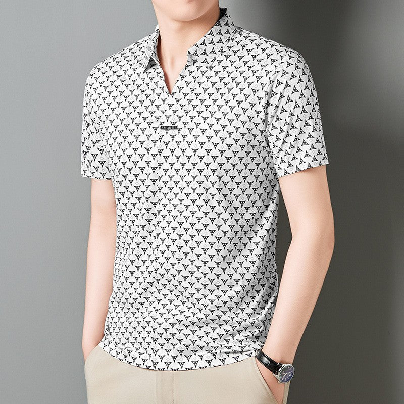 Men's Ice Silk Light Luxury Lapel POLO Shirt(you54)