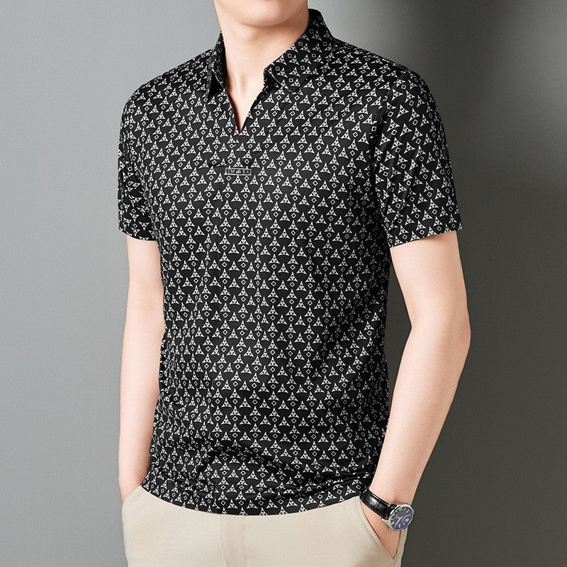 Men's Ice Silk Light Luxury Lapel POLO Shirt(you54)