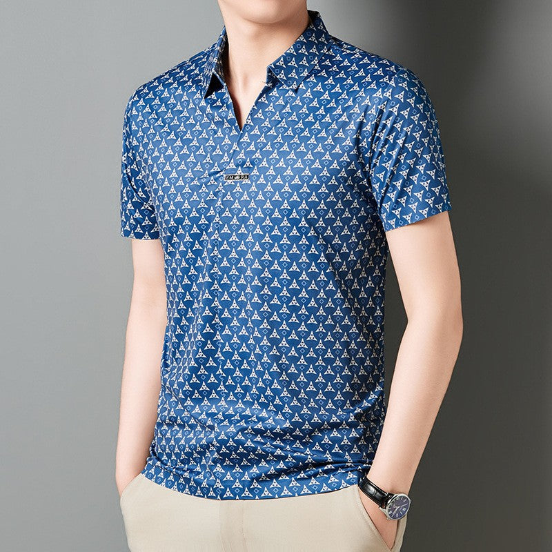 Men's Ice Silk Light Luxury Lapel POLO Shirt(you54)