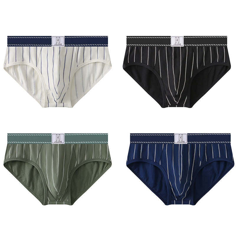 ae469-Men's striped cotton breathable briefs