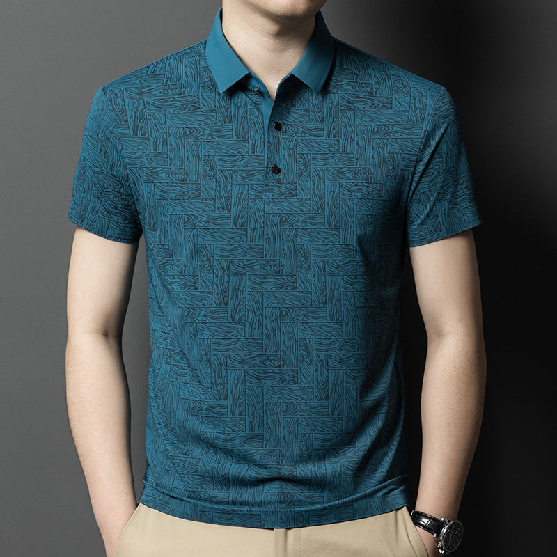 Men's summer thin mulberry silk short-sleeved T-shirt