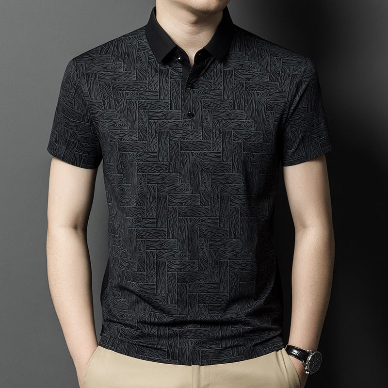 Men's summer thin mulberry silk short-sleeved T-shirt