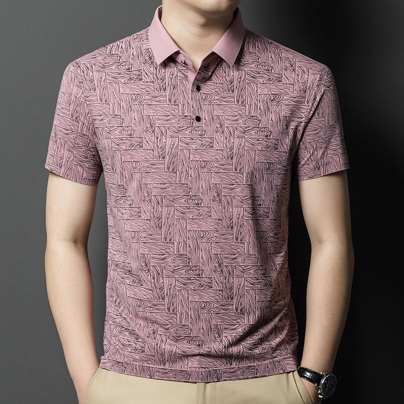 Men's summer thin mulberry silk short-sleeved T-shirt