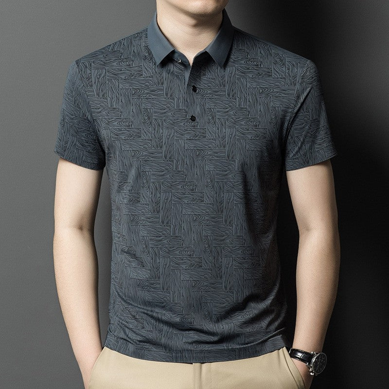 Men's summer thin mulberry silk short-sleeved T-shirt
