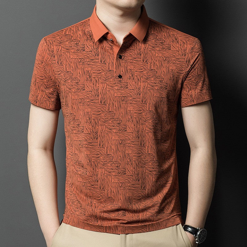 Men's summer thin mulberry silk short-sleeved T-shirt