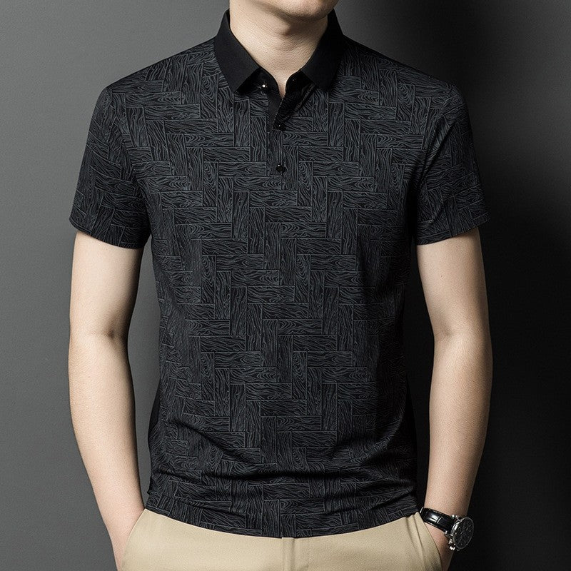 Men's summer thin mulberry silk short-sleeved T-shirt