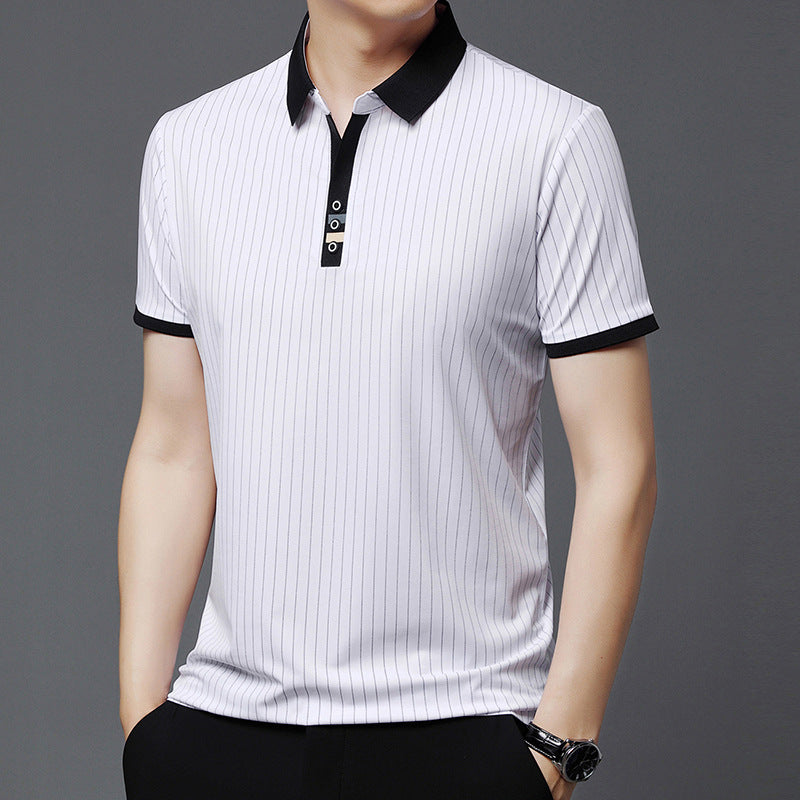 zqh208-Summer Striped Casual POLO Shirt
