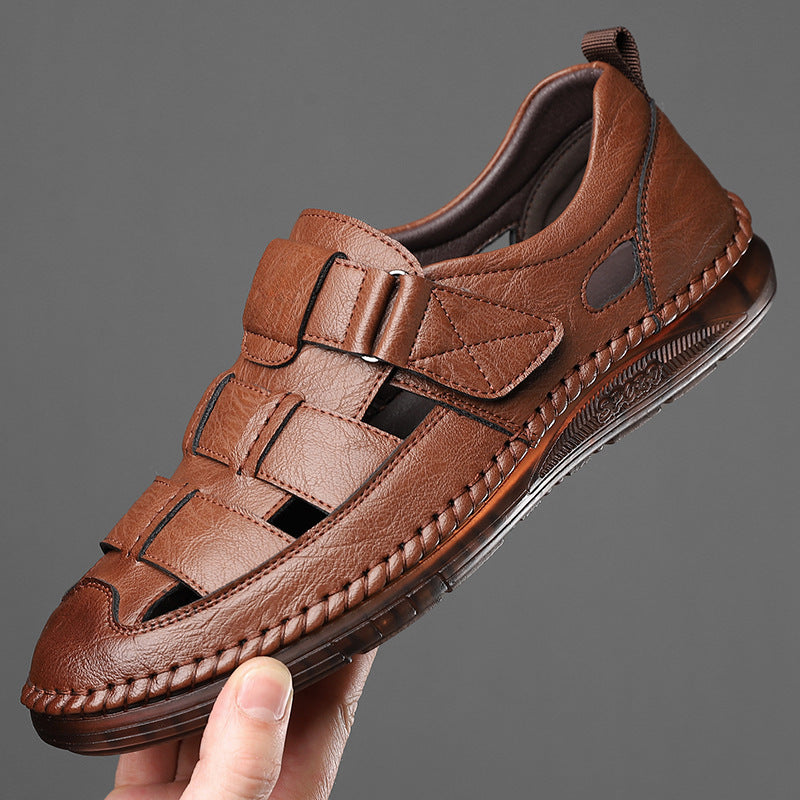 Genuine leather breathable hollow men's leather shoes(you107)