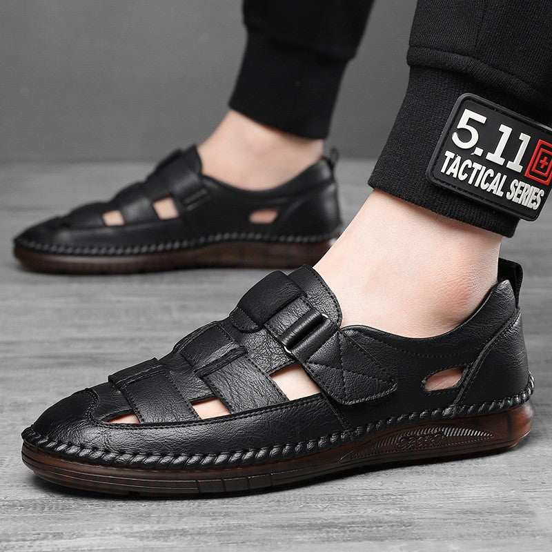 Genuine leather breathable hollow men's leather shoes(you107)