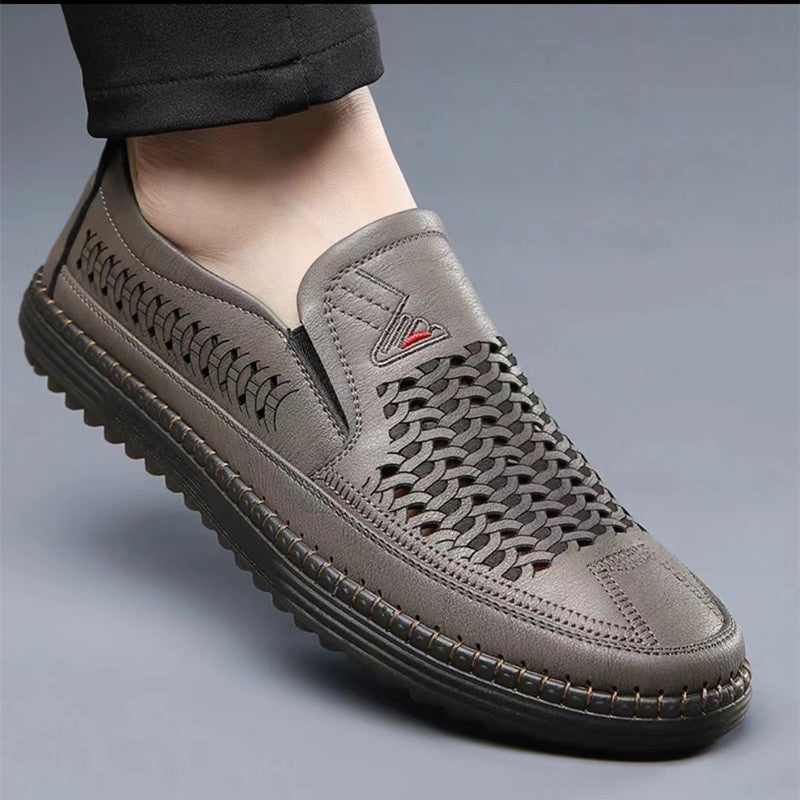 Summer casual breathable hollow leather shoes