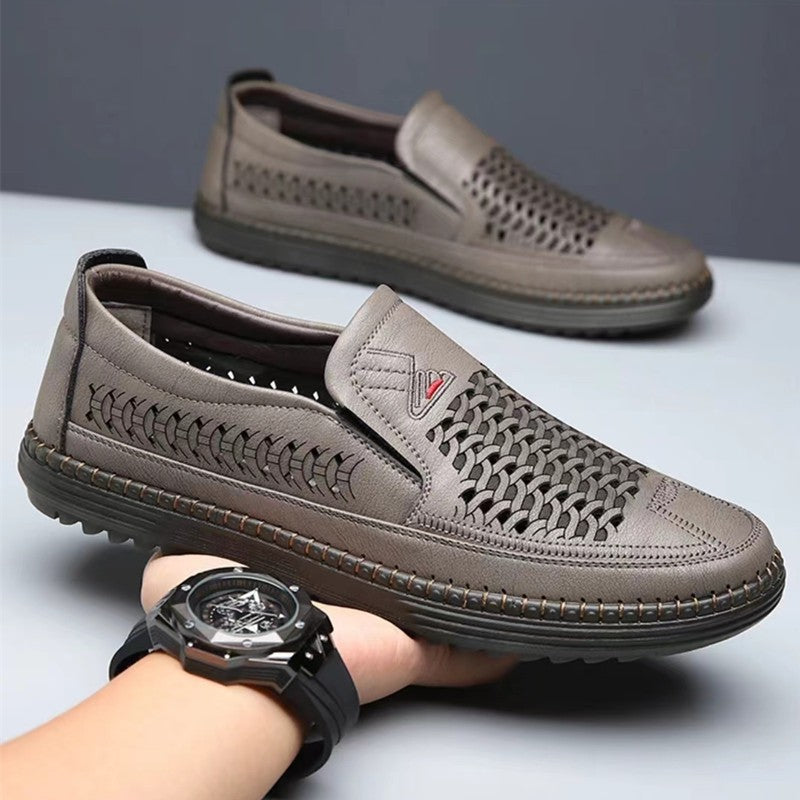 Summer casual breathable hollow leather shoes